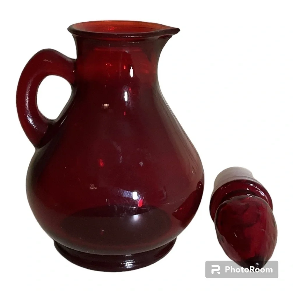 Vintage Avon Ruby Red Glass Decanter Collectible